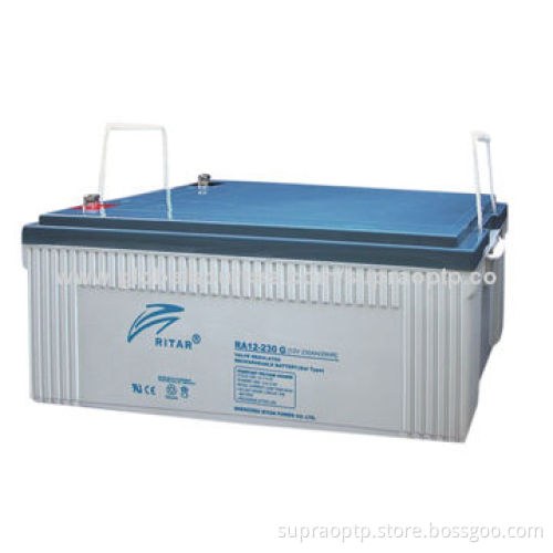 12V/230Ah Rechargeable Deep Cycle Gel Battery, Used for Solar System, Wind Turbine, Golf Cart, Boats